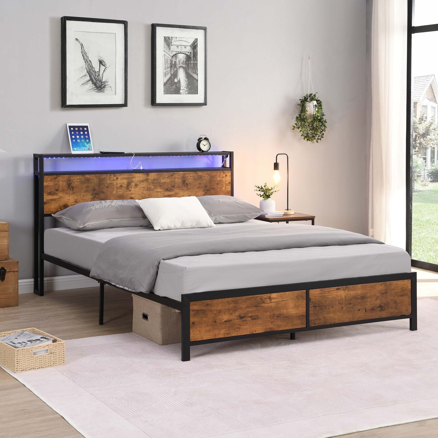 Rustic Glow Bed Frame