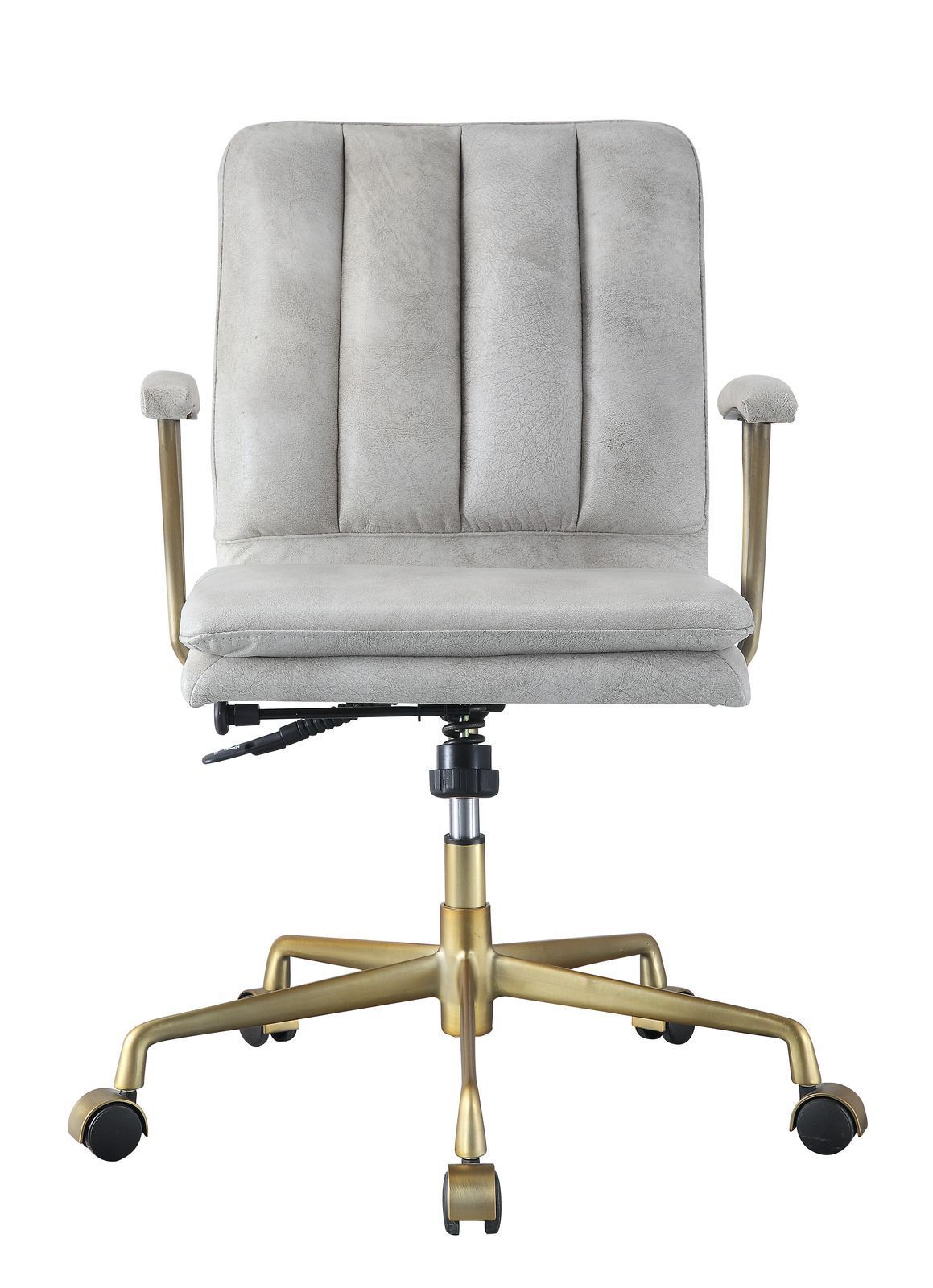 Luxe Ivory Leather & Gold Office Chair