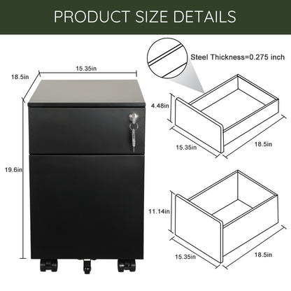 Metal File Cabinet with Lock -Black