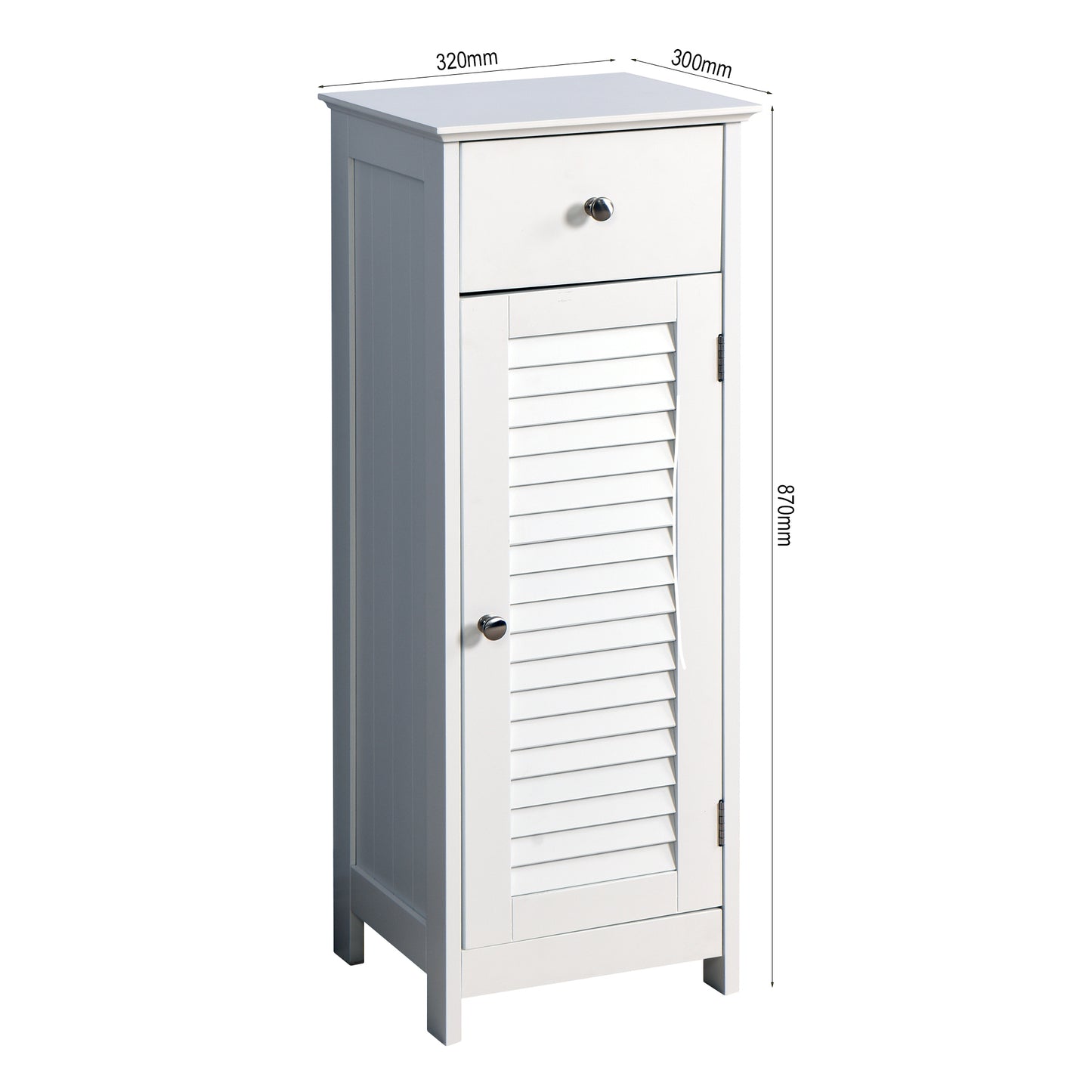 Elegant White Wood Bathroom Cabinet Set