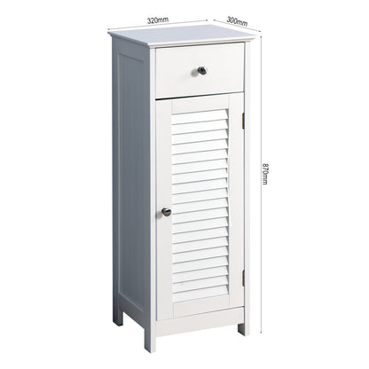 Elegant White Wood Bathroom Cabinet Set