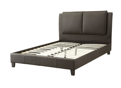 Niki Faux Leather Upholstered Queen Size Bed - Brown