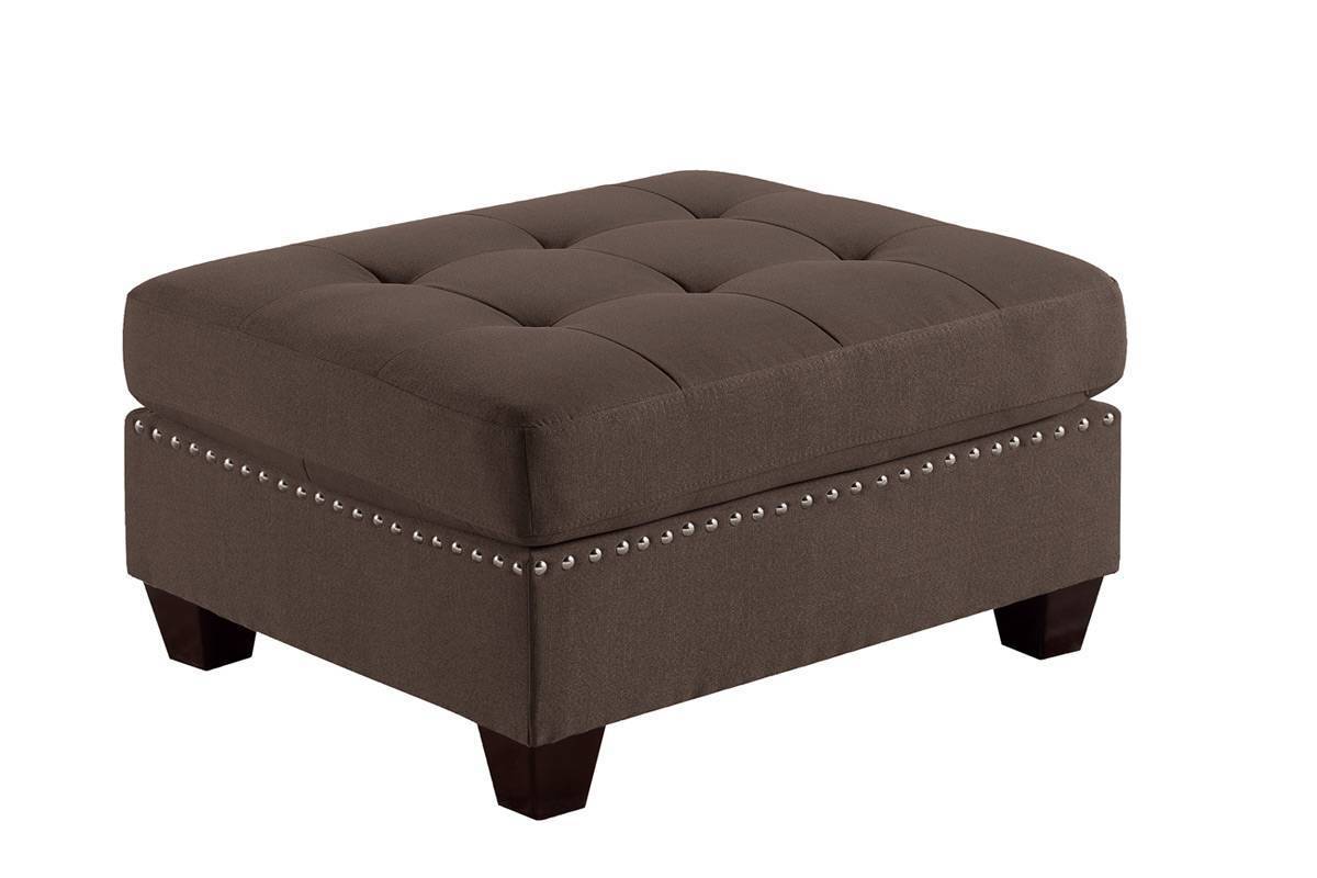 Tufted Fabric Ottoman - Coffee