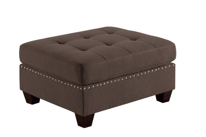 Tufted Fabric Ottoman - Coffee