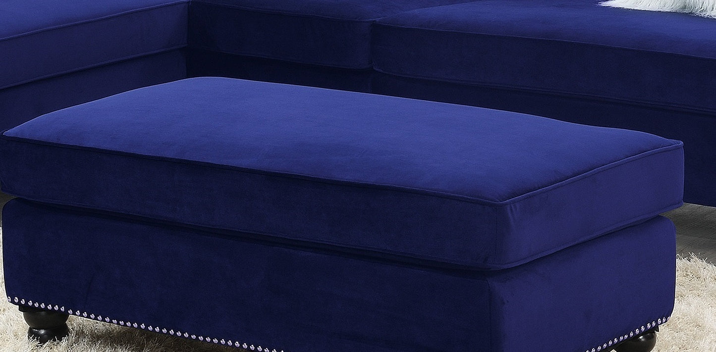 Cocktail Ottoman Wooden Legs - Blue