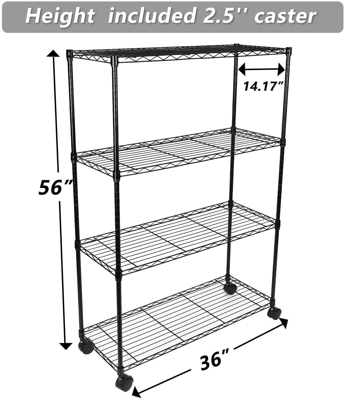 Simple Deluxe 4-Tier Heavy Duty Storage Shelving - Black
