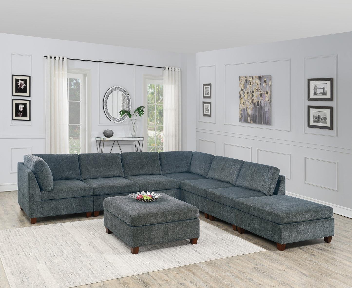 Chenille Comfort Ottoman - Grey