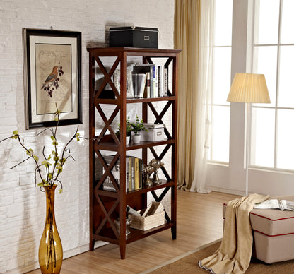 Bookshelf with Sturdy Solid Frame - Walnut