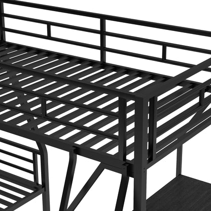 Luminous Lair Metal Twin Loft Bed with Desk
