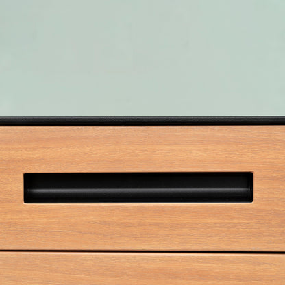 Compact 3 Drawer Mobile File Cabinet - Walnut + Black