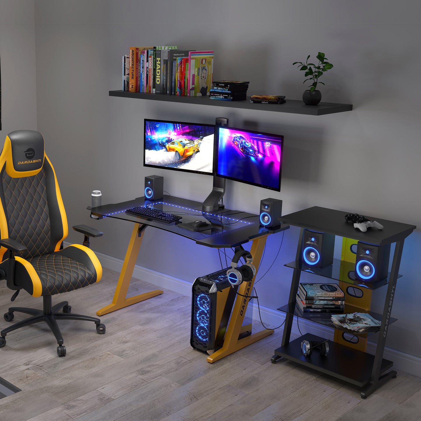 Azure Gaming Shelve - Yellow