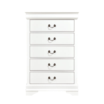 Elegant Heritage 5-Drawer Chest with Antique Drop Handles