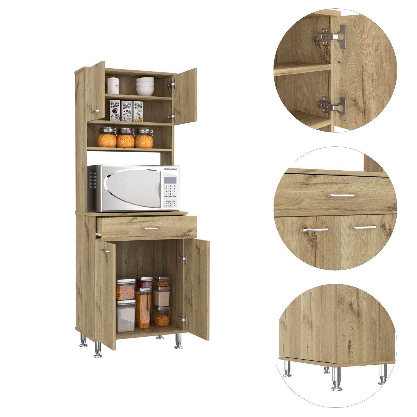 Pure Kitchen Pantry with Countertop - Light Oak