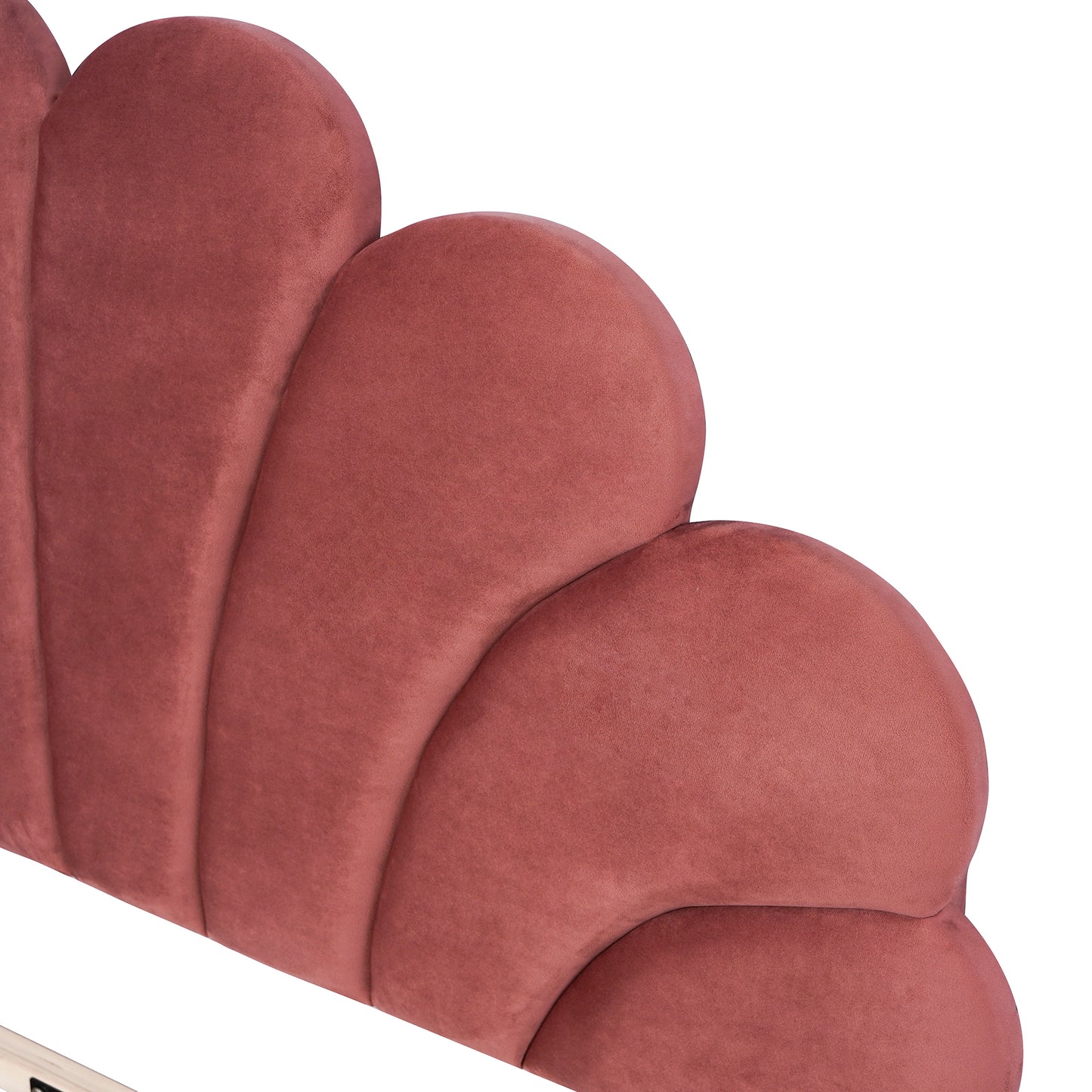 Floral Bliss Full Size Velvet Platform Bed Frame - Red
