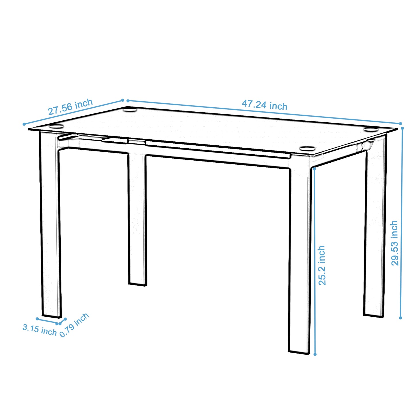 Elegant Black Glass Dining Table