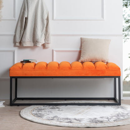 Metal Base Upholstered Bench - Orange