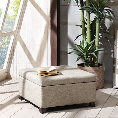 Alpine Button Tufted Storage Ottoman