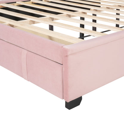 Regal Queen Size Velvet Storage Bed - Pink