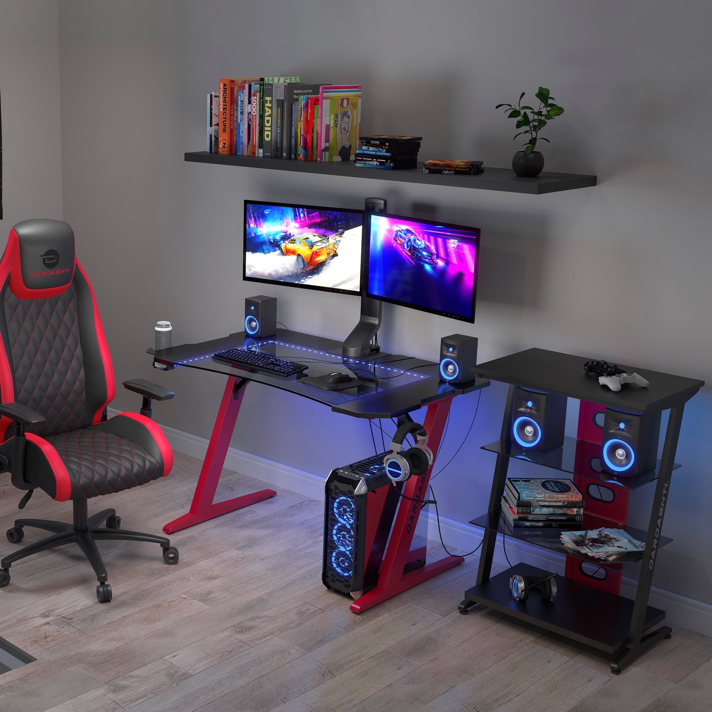Azure Gaming Shelve - Red