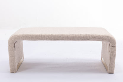 Boucle Fabric Ottoman - Beige