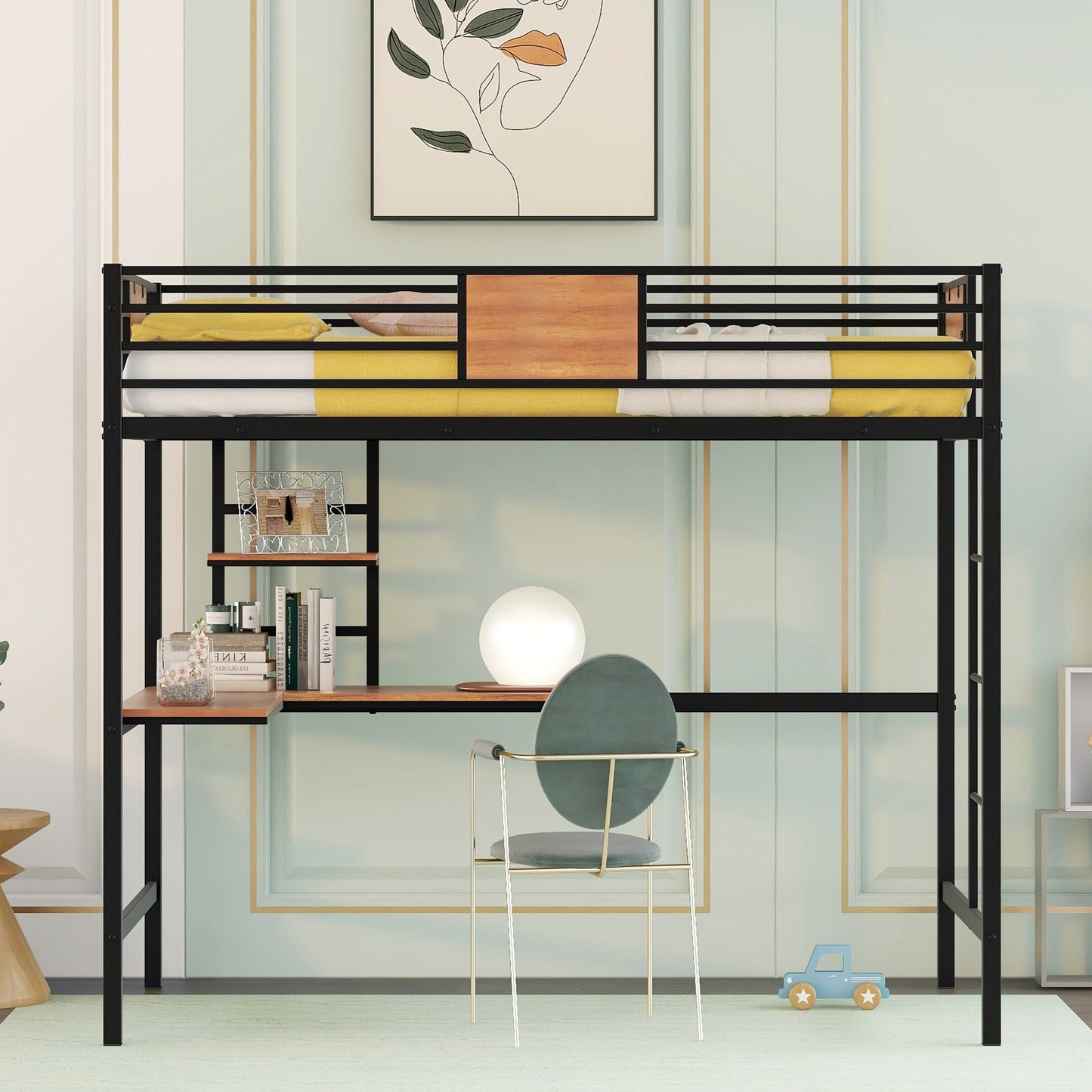 Venetian Vista Loft Bed  With Desk -Black