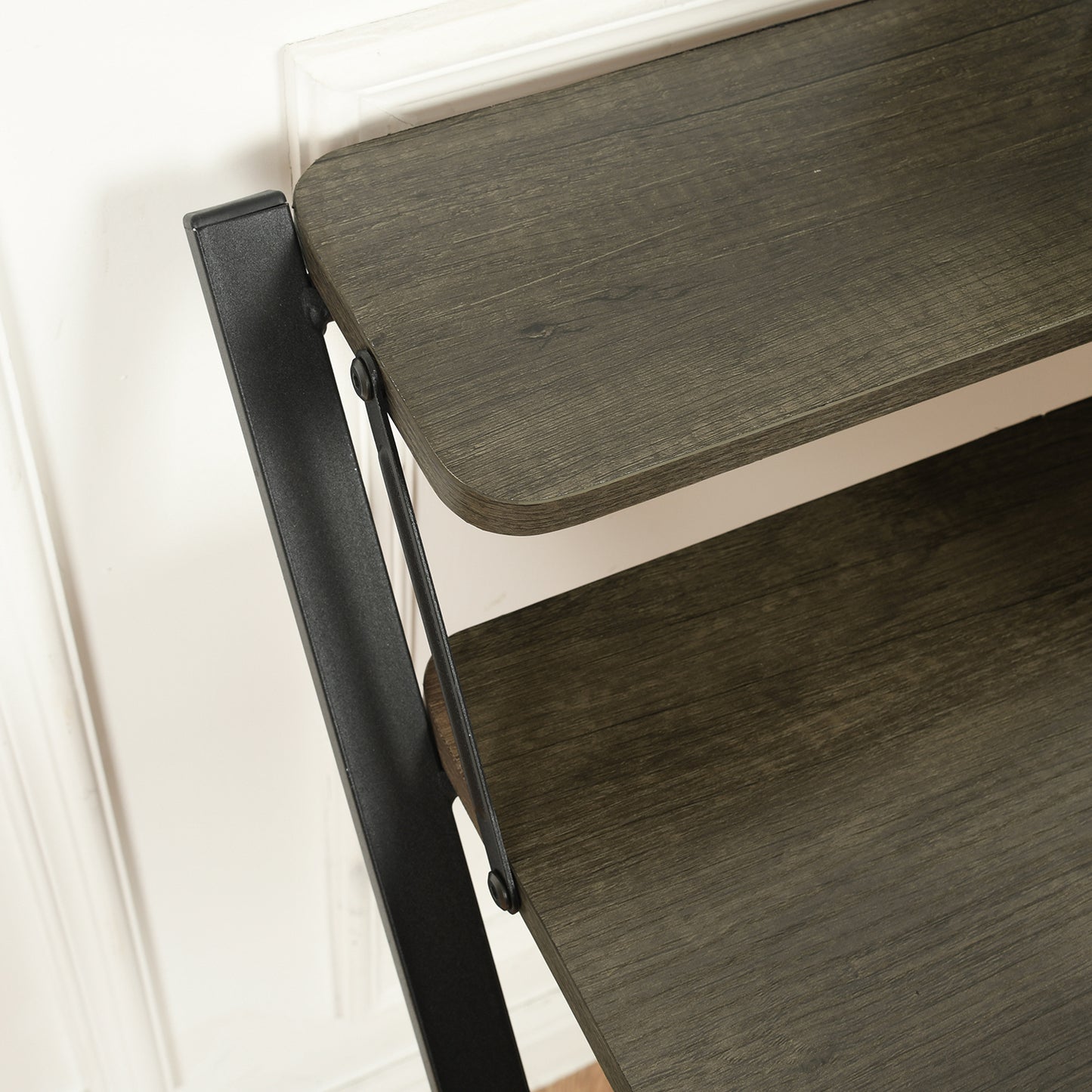 Foldable desk with tier - Walnut & Black