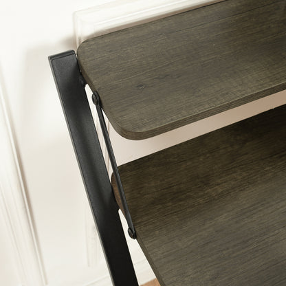 Foldable desk with tier - Walnut & Black