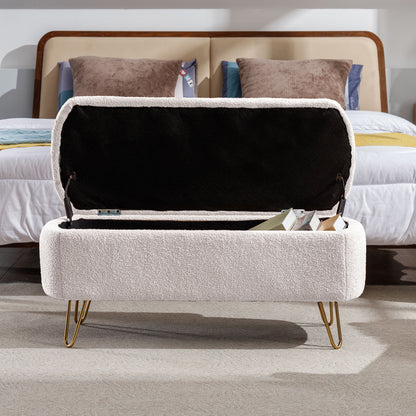 Elegant Gold Haven Storage Ottoman Bench