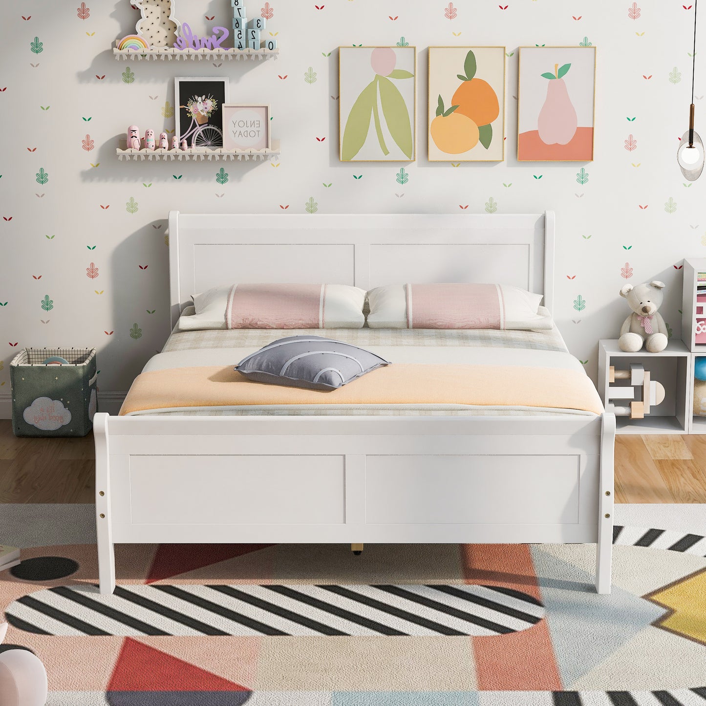 Urban Fusion Full Size Wood Platform Bed - White