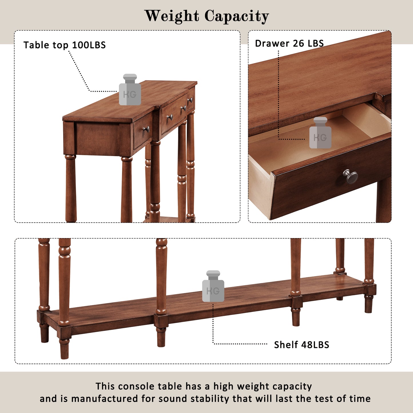 ElegantWood Console: Timeless Entryway Table with Storage