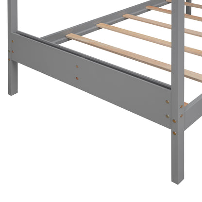 Twin Wood House Bed with Smart Storage
