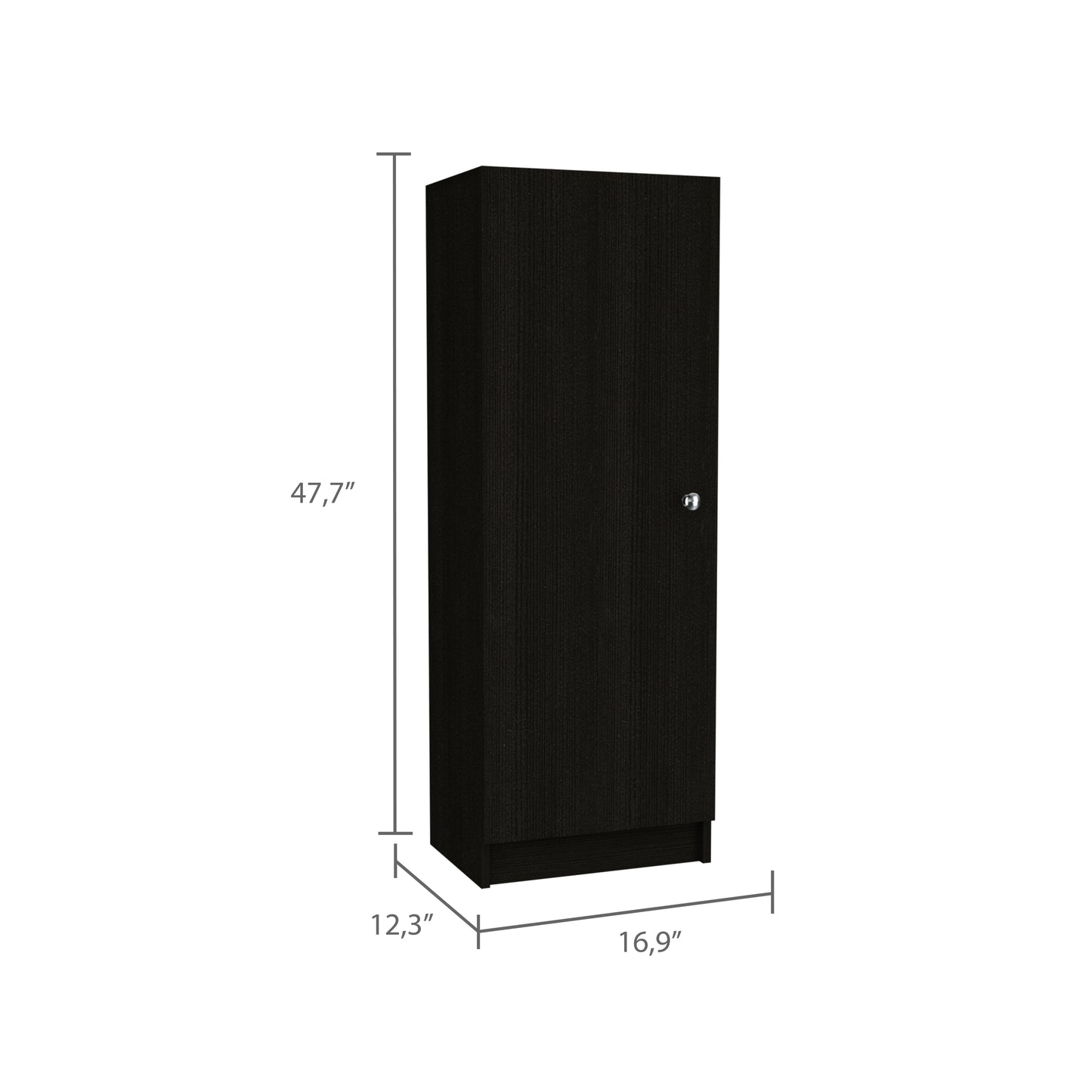 Belleria Single Door Pantry with Four Interior Shelves  - Black