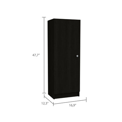 Belleria Single Door Pantry with Four Interior Shelves  - Black