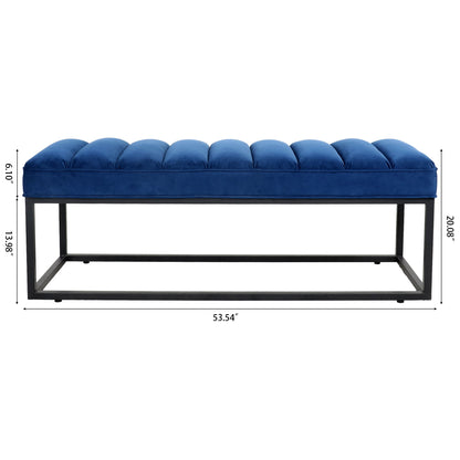 Metal Base Upholstered Bench - Navy Blue