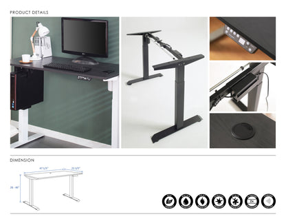 Elevate X Wood and Metal Electric Height Adjustable Desk - Black