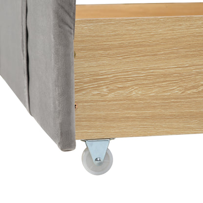 Xavier Queen Size Storage Bed Metal Platform Bed with Drawer - Gray