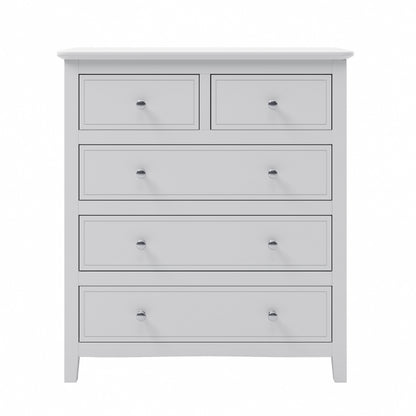 Elegant White Wood Chest with 5 Drawers