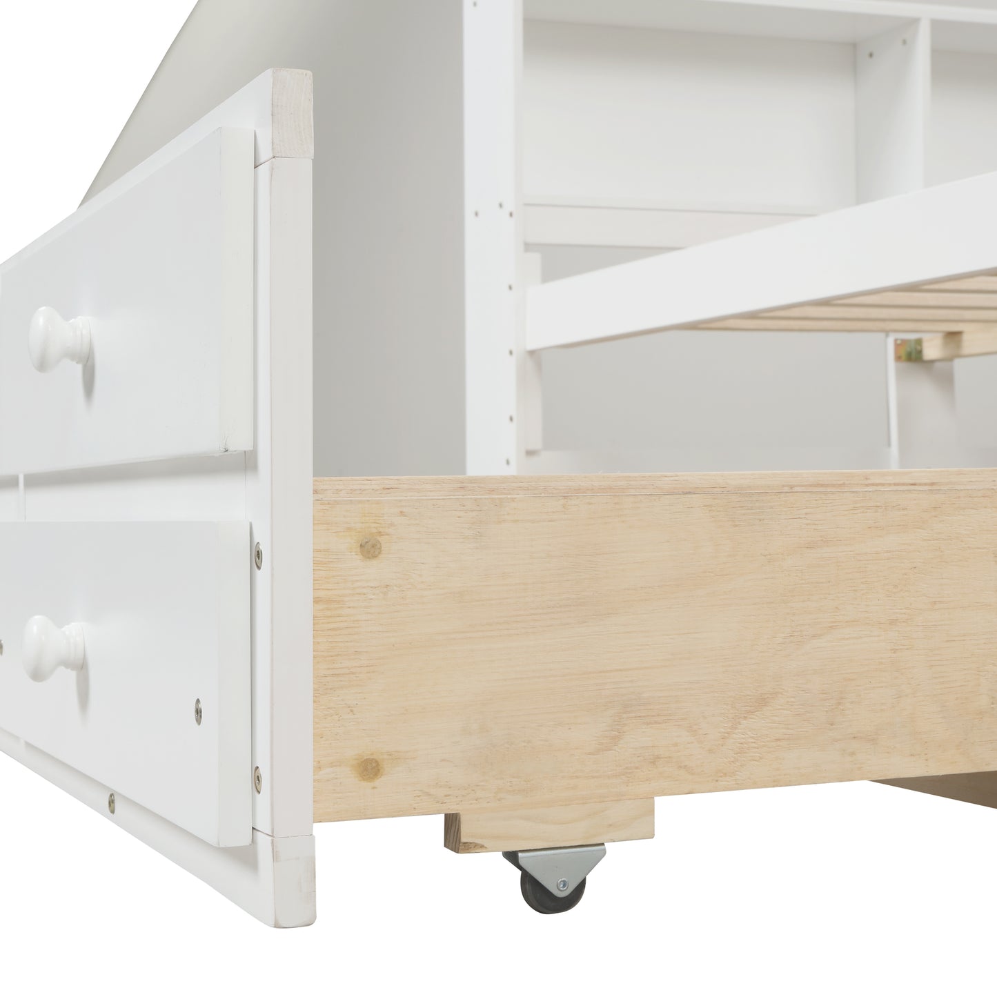 White Haven Full Bed with Bookcase, Twin Trundle, and Drawers