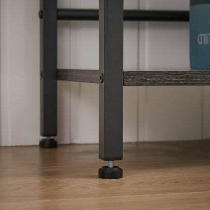 Triple Wide 5-shelf Bookshelves Industrial Retro Wooden Style - Dark Grey