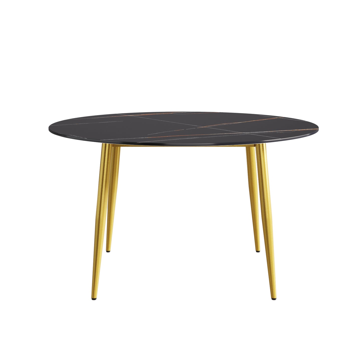Golden Elegance: Modern Black Round Dining Table