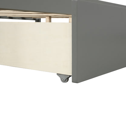 Cyril Twin Size Wood Platform Bed with Dual Drawers - Gray