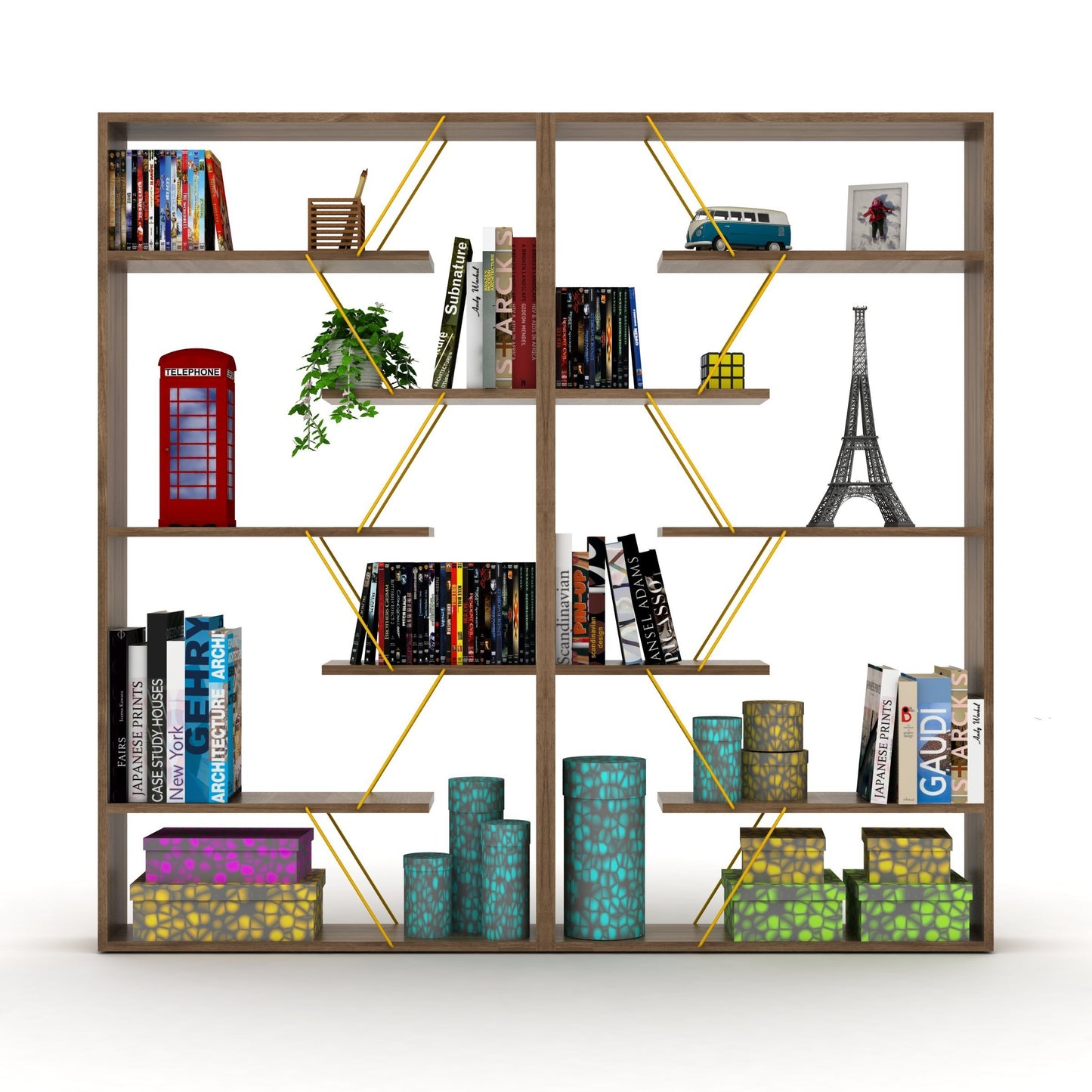 Urban Edge Bookcase - Walnut/Yellow