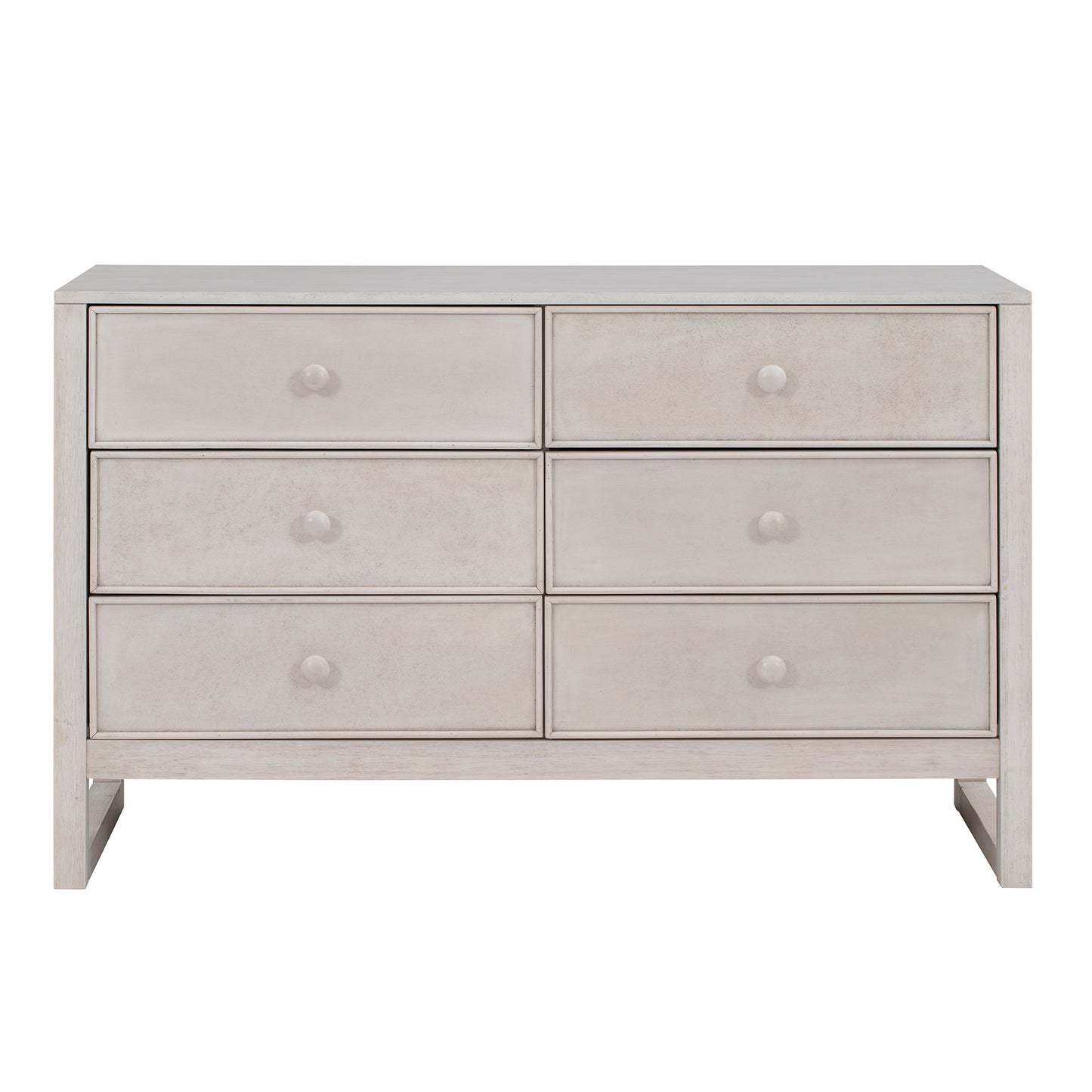 Elegant Vintage 6-Drawer Dresser: Antique White Wood Storage Cabinet