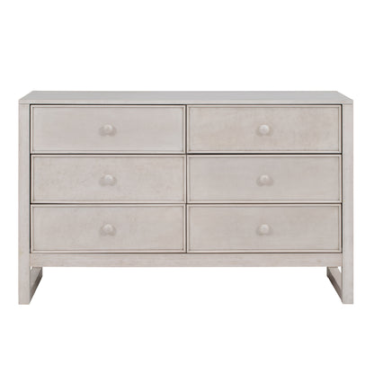 Elegant Vintage 6-Drawer Dresser: Antique White Wood Storage Cabinet