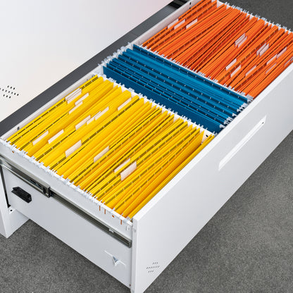 Metal Steel 2 Drawer Lateral Filing Cabinet - White