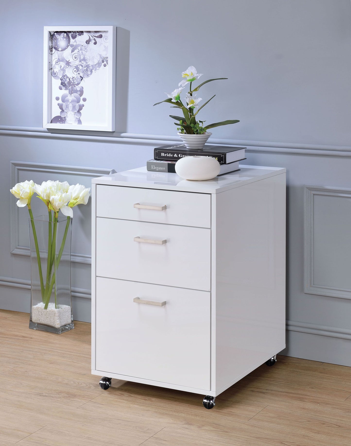 Glossy Chrome File Cabinet