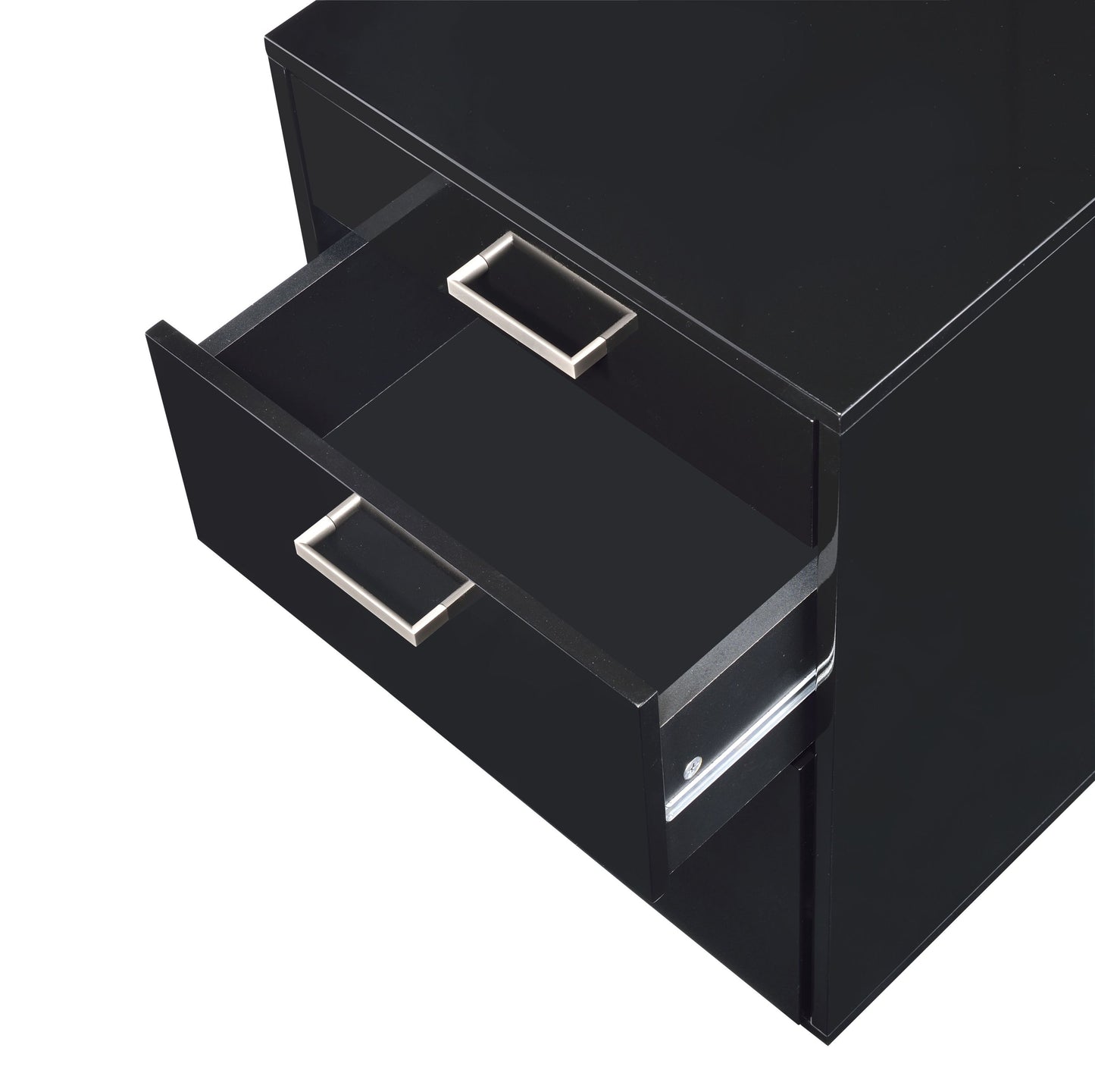 Glossy Black Chrome File Cabinet