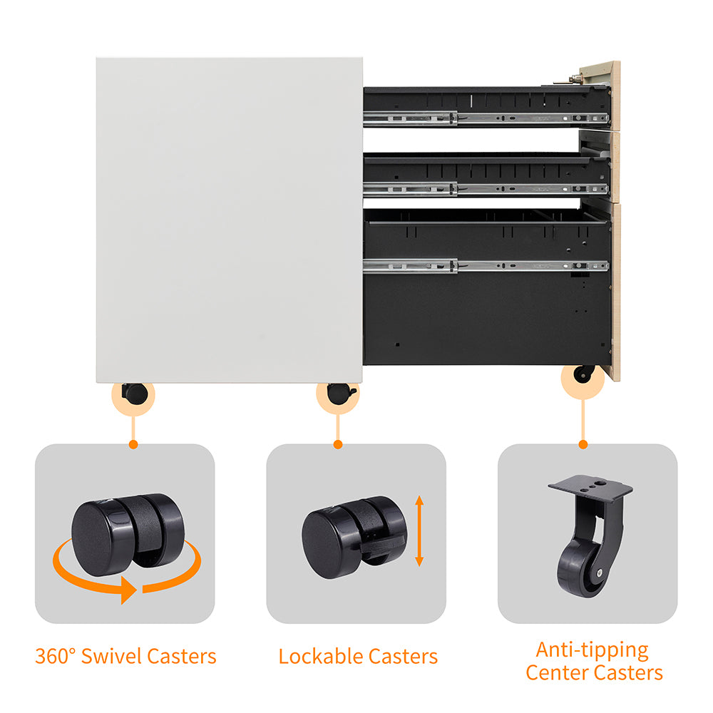 Compact 3 Drawer Mobile File Cabinet - Chery