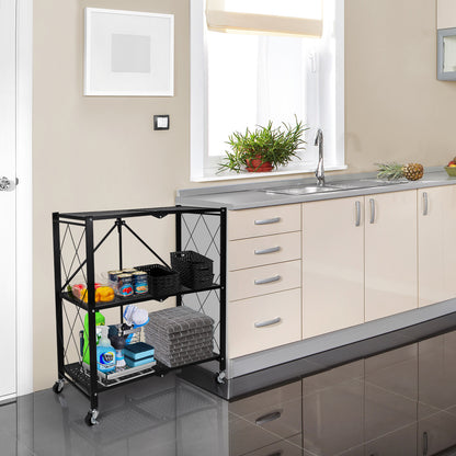 Simple Deluxe II 3-Tier With Wheels- Black