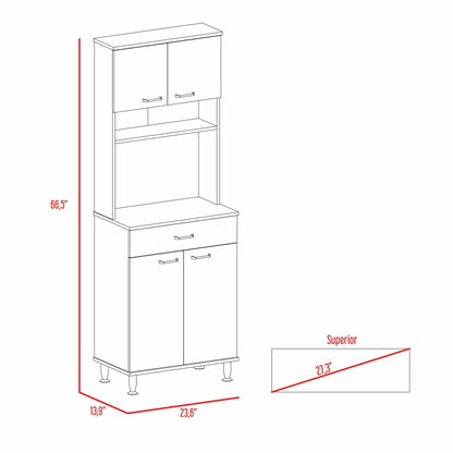 Santa 1-Drawer 1-Shelf Area Pantry with Adjustable Metal Legs - White